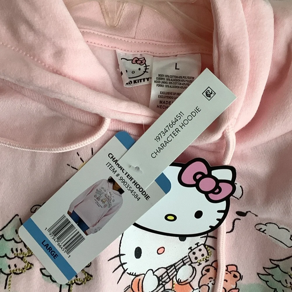 Hello Kitty Pastel Pink Hoodie with Camping Print - Picture 6 of 7